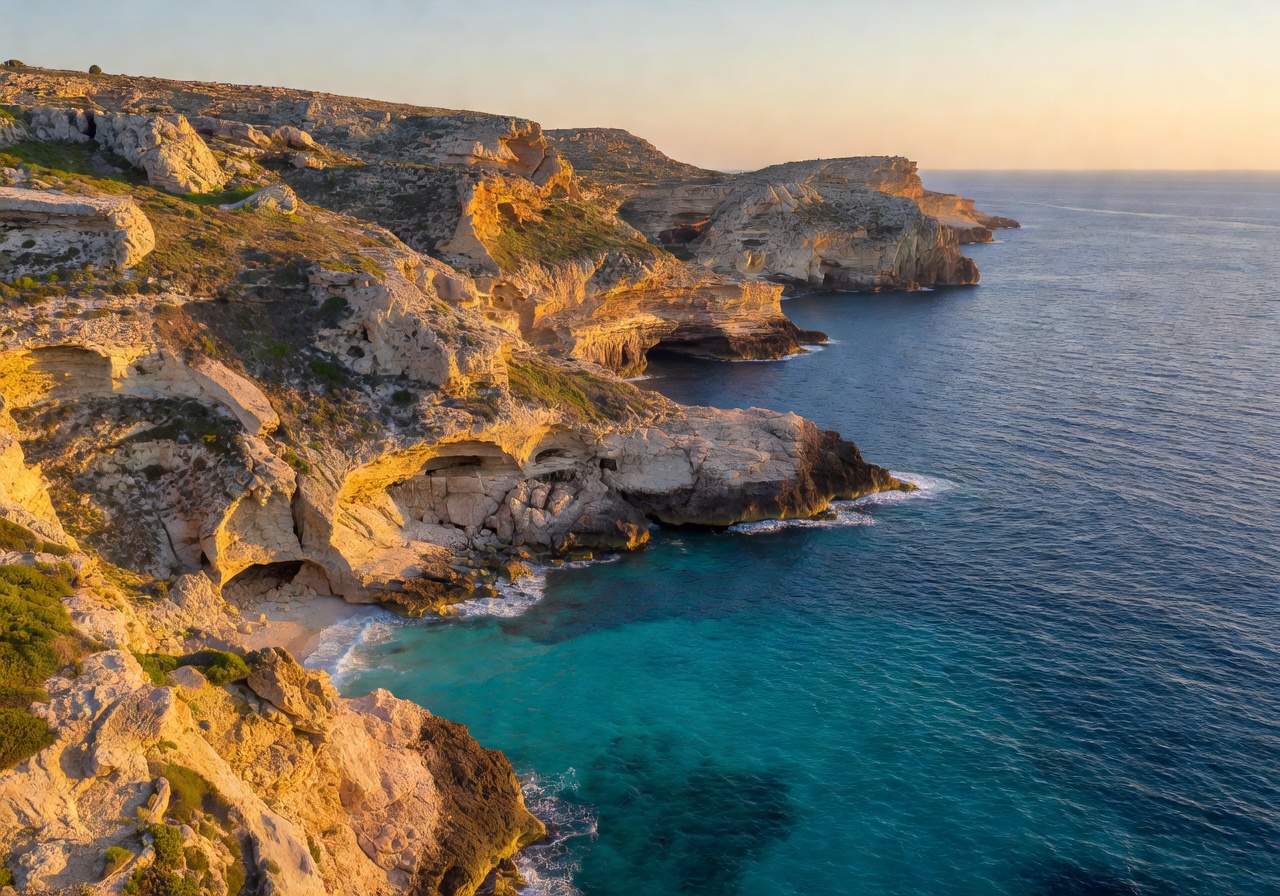 Malta St Julians Mediterranean coastline at twilight